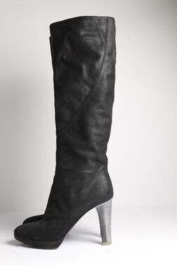 NINA RICCI Black Leather Knee High Stiletto Platform Boots Size 40